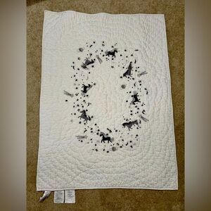 Pottery Barn Kids Modern Baby + Kids Black & White Unicorn Crib Size Quilt